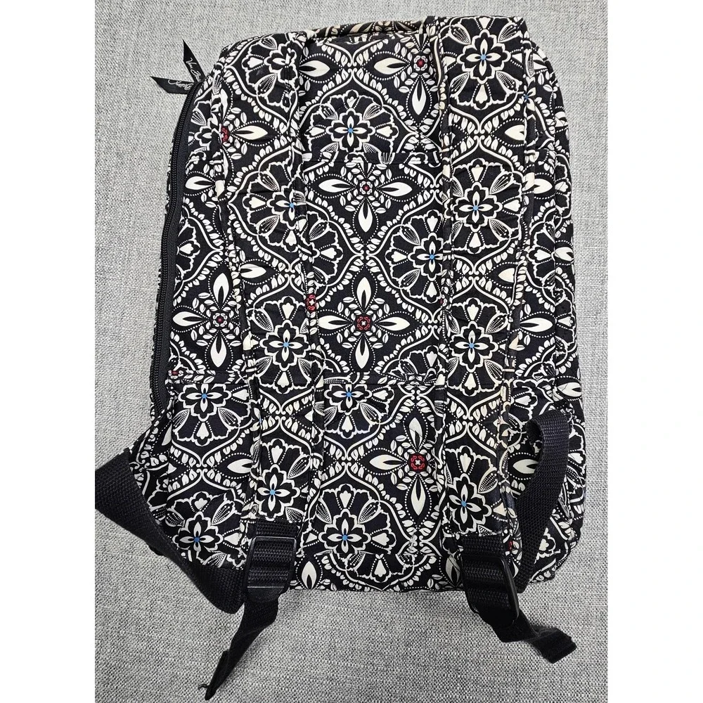 Vera Bradley Backpack Womens Large Black Floral Quilted Laptop School Bag Travel